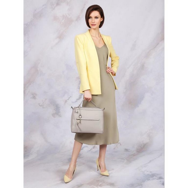 Сумка женская LEO VENTONI 34*24,5*12,5см, нат. кожа, серый