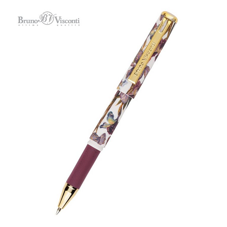 Ручка шариковая Bruno Visconti "Mimiwrite Ирисы" в футляре (картон) 0,5мм синяя, длина ручки 110мм