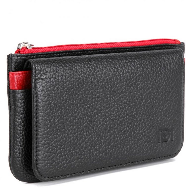 Портмоне D.Morelli женское "Бриенна" среднее, нат. кожа, черное