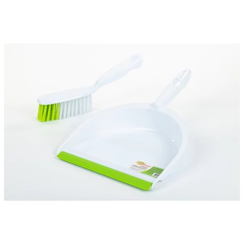 Щетка + совок, бело-зеленый, резиновая кромка ЛЮБАША