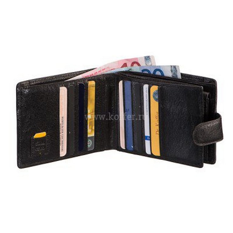 Портмоне Dr.Koffer 10*12,5см, нат. кожа, черный