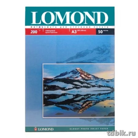Фотобумага Lomond А3 200г, 50 л/уп. глянец. одност.