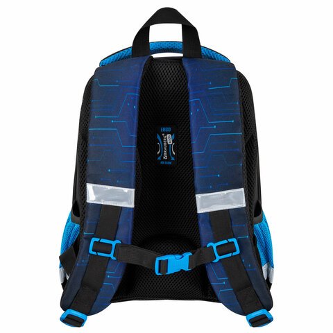 Рюкзак каркасный для мальчика BRAUBERG KIDS "Digital gamepad" 26*35*13 см., черный/голубой