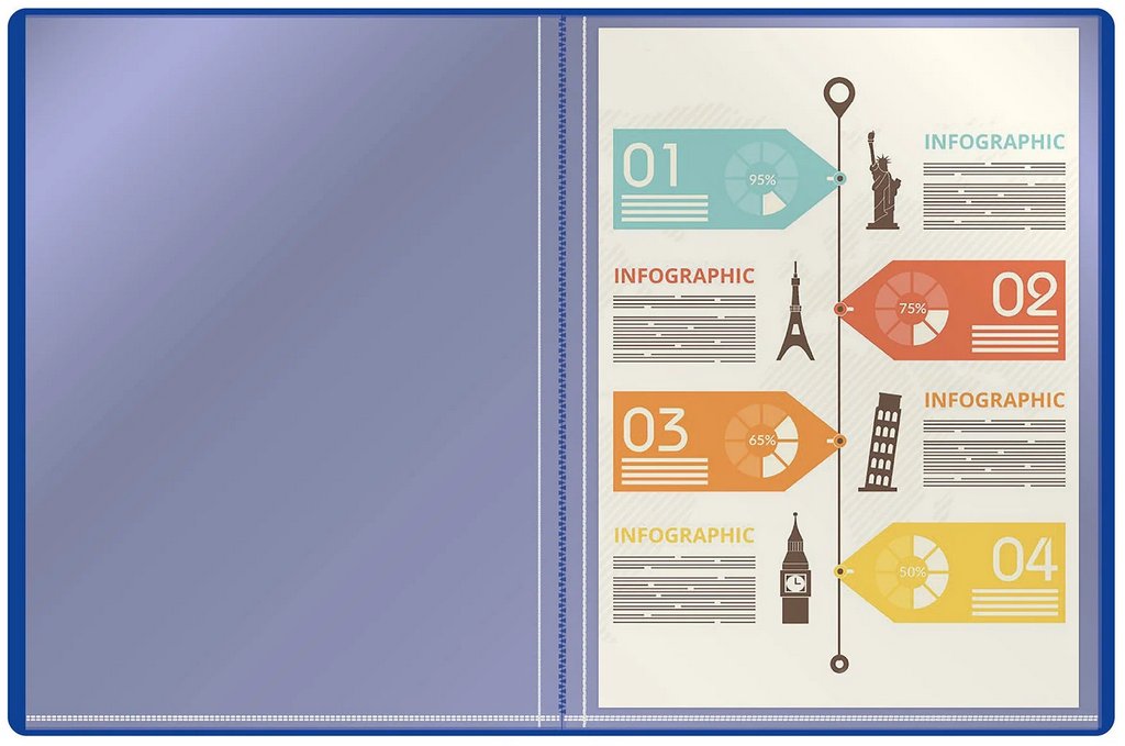 Папка А4 10 прозр.вклад. пластик 0,50 мм. Buro синяя