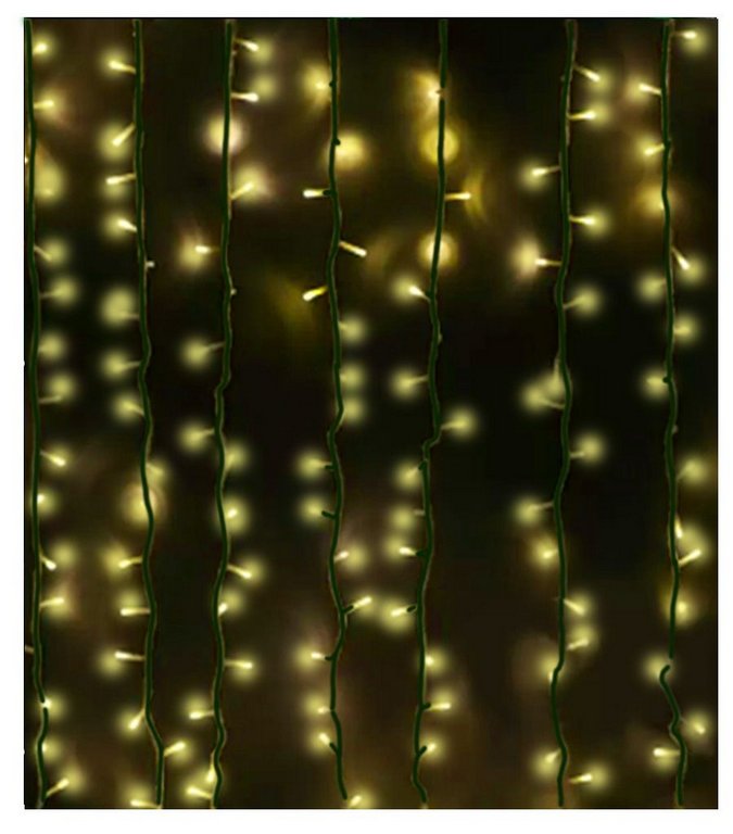 Гирлянда комнатная Занавес 3*2м, 220 теплых ламп, 8 реж., темная нить