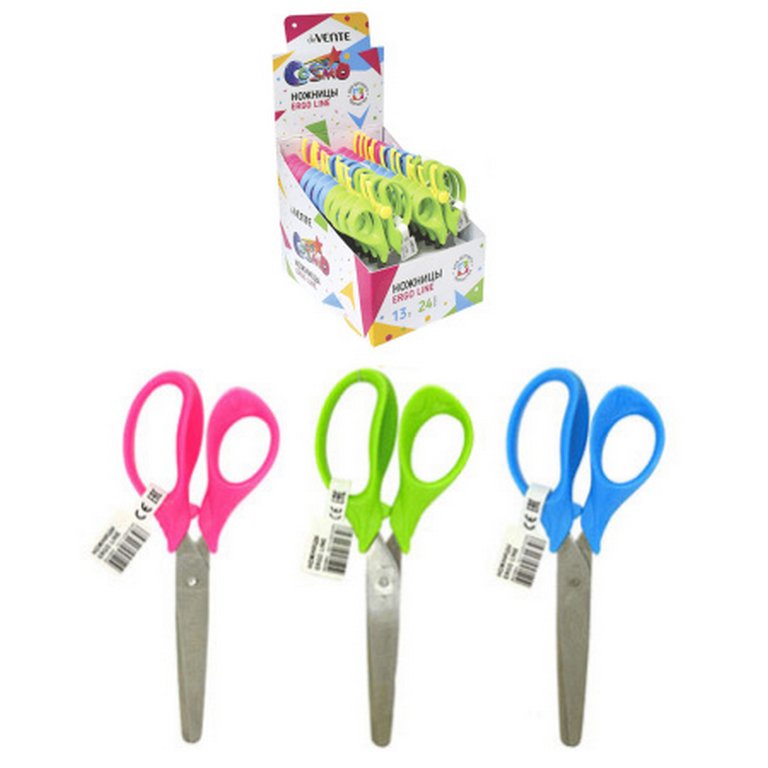 Ножницы 130 мм детские закругл. лезвия, линейка, с фиксатором deVENTE "Cosmo Ergo Line"