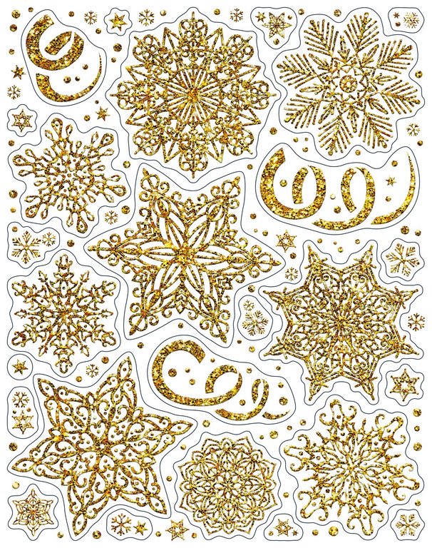 Украшение оконное "Снежинки золотистые" 30х38см