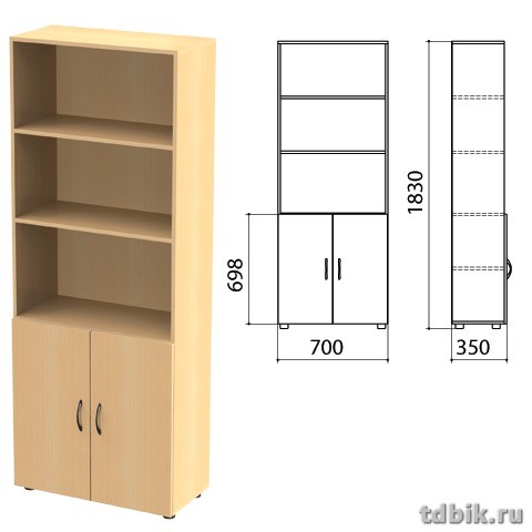 Шкаф для бумаг "Канц" полузакрытый, 2 двери (700*330*1830мм) цвет бук