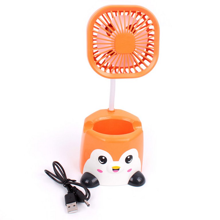 Вентилятор настольный USB 3 в 1, оранжевый, 22,5х9 см.