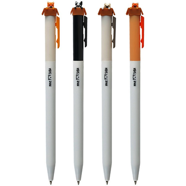 Ручка шариковая сувенирная автомат "Meow&Woof" 0,7мм синяя (линия 0,35мм), ассорти MESHU