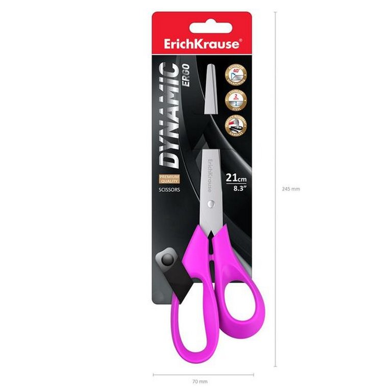 Ножницы 210 мм пластмас. эргоном. рукоятка Erich Krause Dynamic