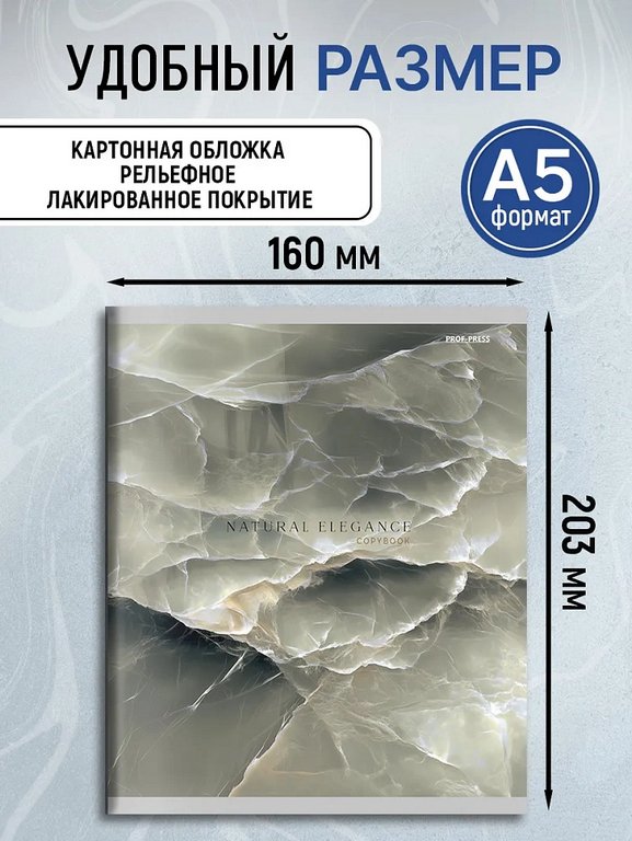 Тетрадь 48 лист кл. А5 на скрепке "Красивый мрамор" Prof-Press