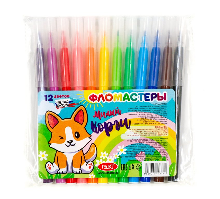 Набор фломастеров 12 цв. Фабрика Цвета "Корги"