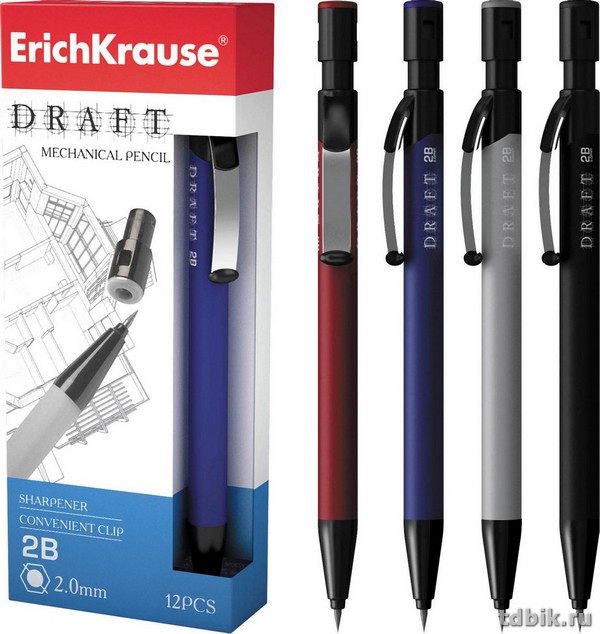 Карандаш механический 2 мм ErichKrause "Draft" с точилкой