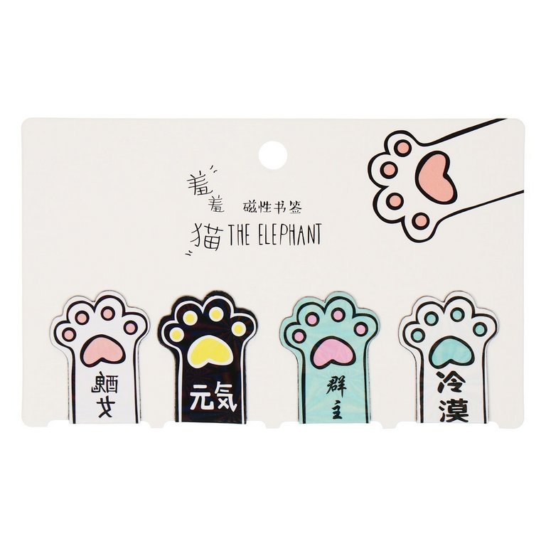 Закладка магнитная 4 шт/уп "Лапки" Calligrata, микс