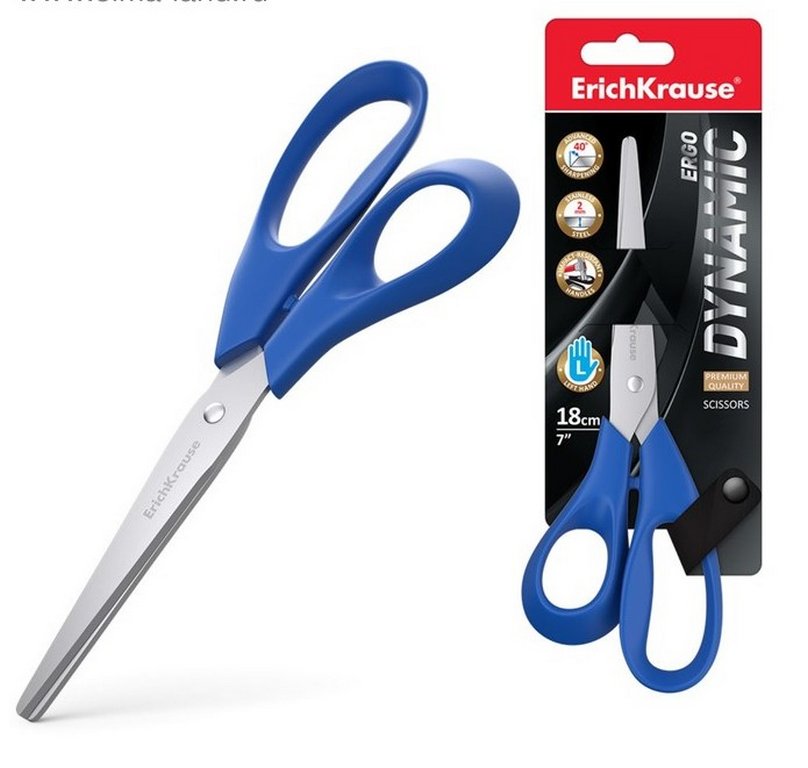 Ножницы 180 мм пластмас. эргоном. рукоятка Erich Krause Dynamic (для левшей)