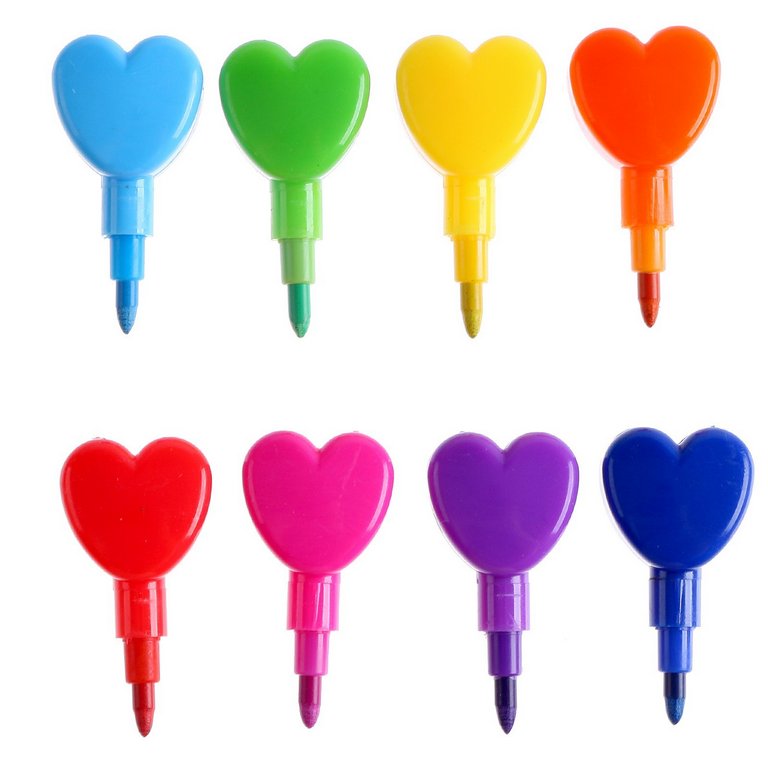 Карандаш многоцветный сегментный "Сердечко" восковой 8 цветов