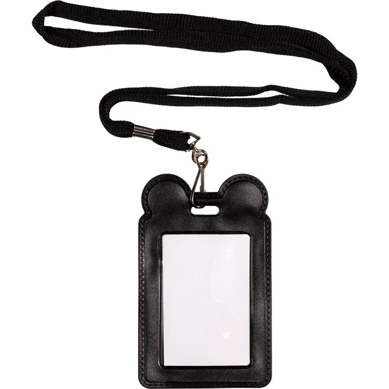 Бейдж школьный вертикальный 77*122 мм. пластик deVENTE черный с фигурными ушками