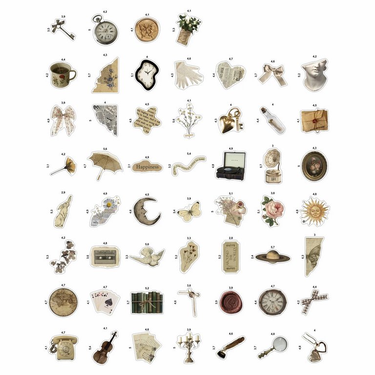 Набор наклеек  9 листов "Винтажный микс" (53 шт) Nalepking