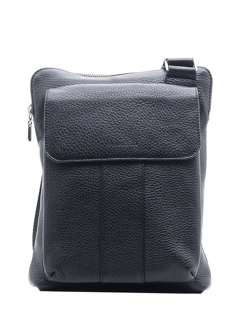 Сумка мужская D.Morelli малая, нат. кожа, с карманом, фл.черный