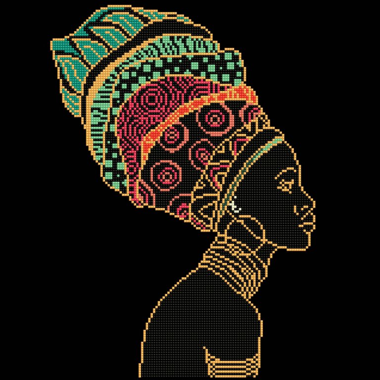 Алмазная мозаика 45*45см "Женщина в тюрбане" (частичное заполнение) ФРЕЯ