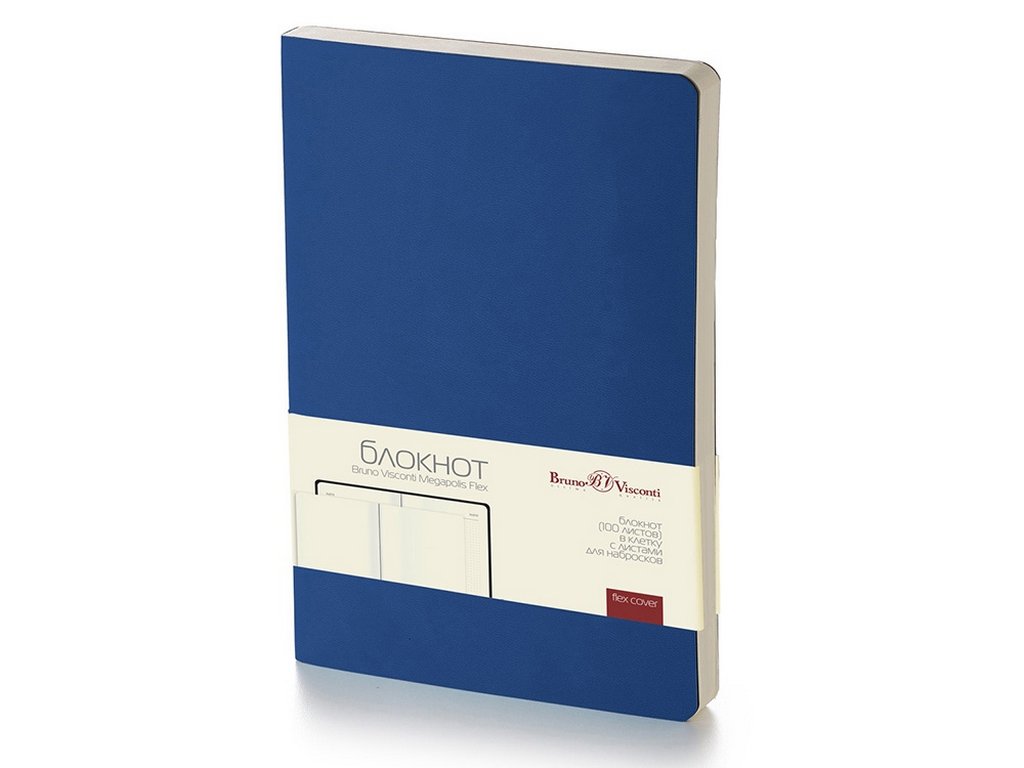 Блокнот А5 100л., 148*210 мм, обложка кож. зам. "Megapolis Flex" темно-синий