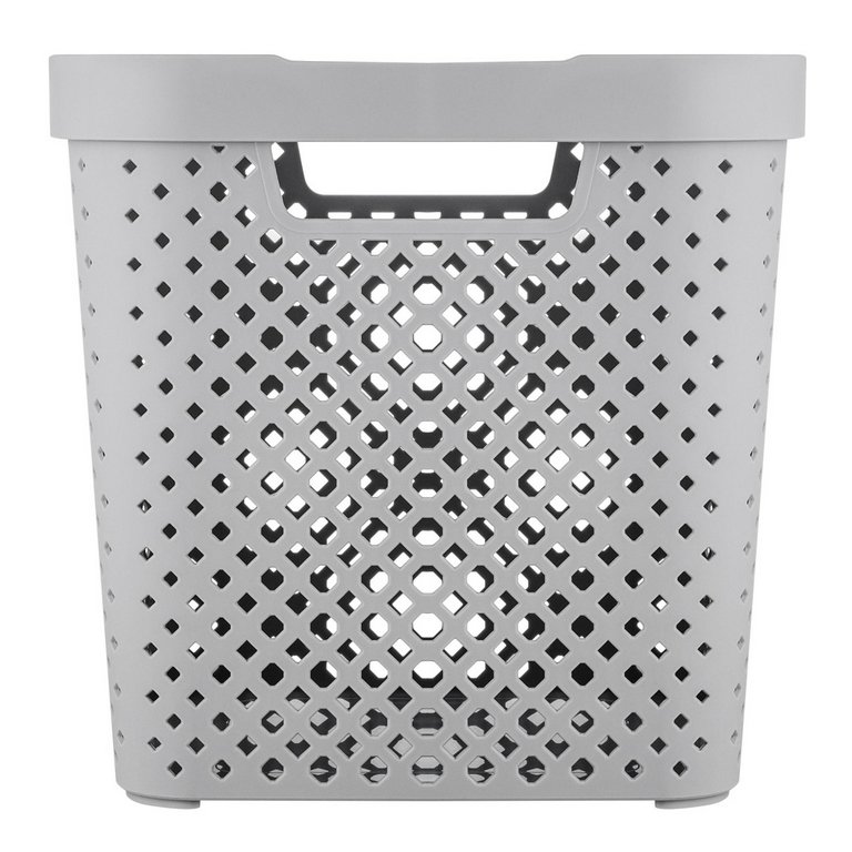 Корзина для хранения пластик. 20л. с крышкой 31*31*30 см цв. серый шторм