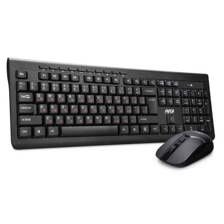 Клавиатура+мышь Hiper OSW-2100, беспроводная, мультимедийная, цв. черный