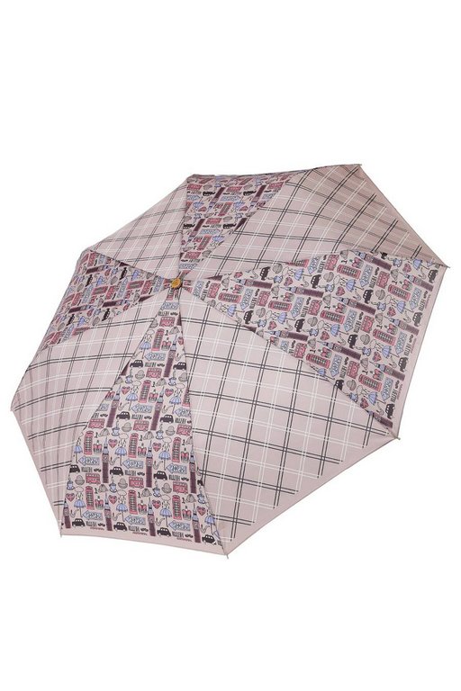 Зонт женский суперавтомат Fabretti, облегченный, 3 сложения, сатин, коричневый