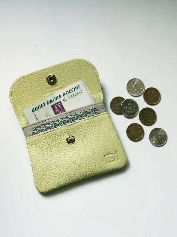 Портмоне D.Morelli женское "Бриенна"  мини, нат.кожа, лимон