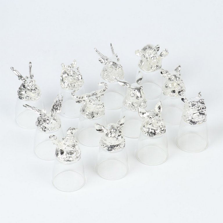 Набор подарочный рюмки-перевертыши 12 шт по 30 мл с графином 400 мл, серебро