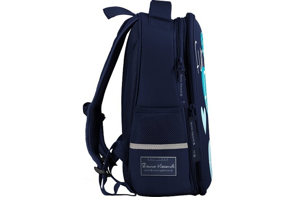 Рюкзак каркасный для девочки Bruno Visconti "СЕРДЕЧКИ" синий