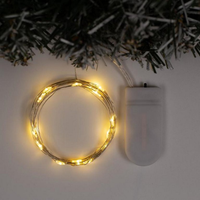 Гирлянда комнатная Нить  "Роса"  2м, 20 теплых ламп, на батарейках (от 0 до +35 °С)