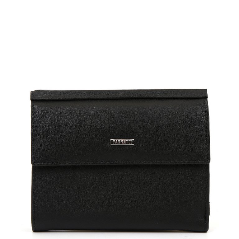 Портмоне FABRETTI женское, нат. кожа, 12*10*3см, черный