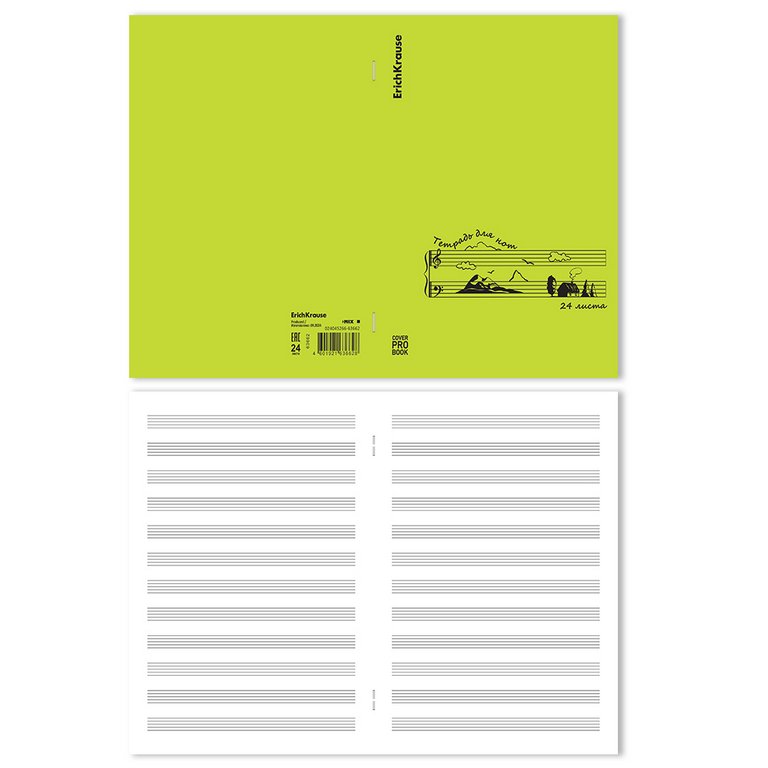 Тетрадь для нот 24 л., А4 на скрепке "CoverProBook Music Valley" вертикальная, пластик