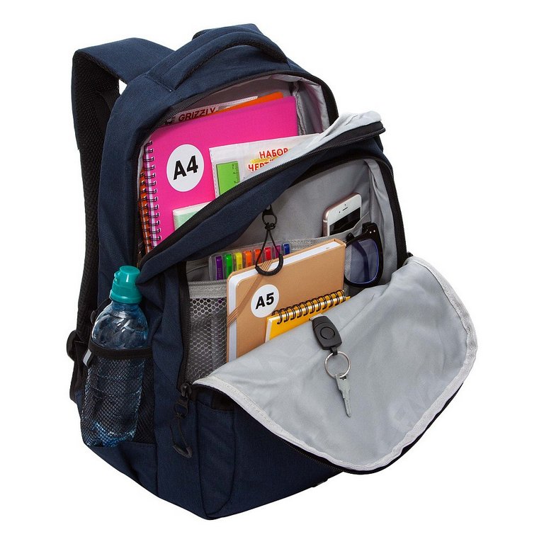 Рюкзак молодежный мужской Grizzly 45*32*23 см., темно-синий