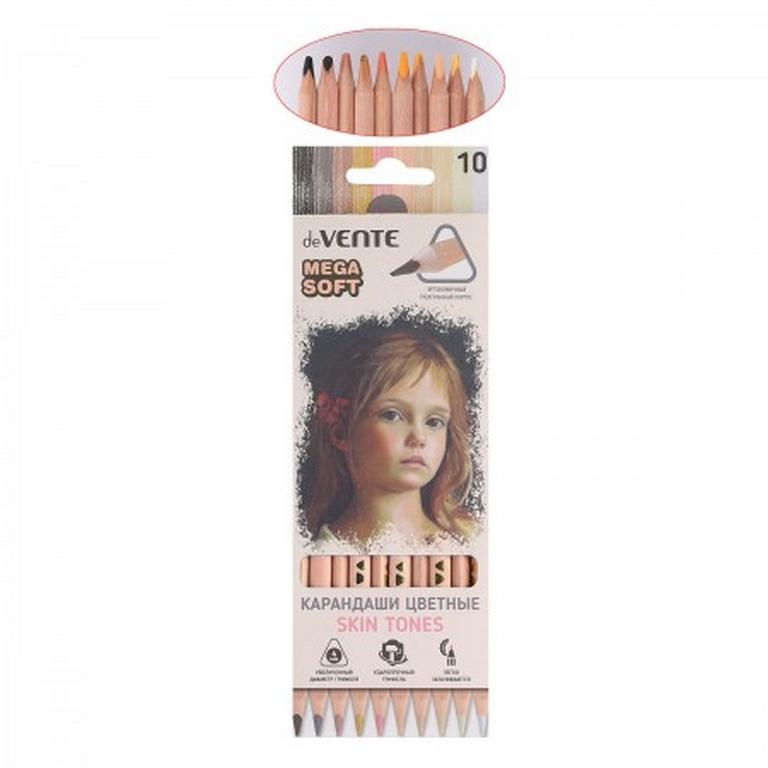Набор карандашей  10 цв. (оттенки цвета кожи) трехгранные deVENTE "Skin Tones"