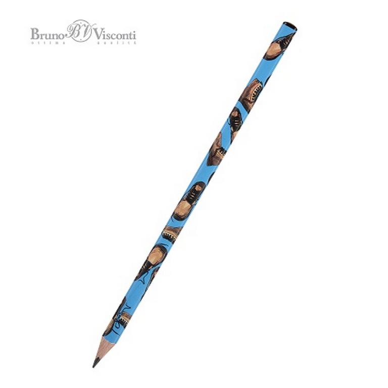 Карандаш ч/г HB с рис. трехгранный Bruno Visconti HappyGraphix "Синие ботинки"