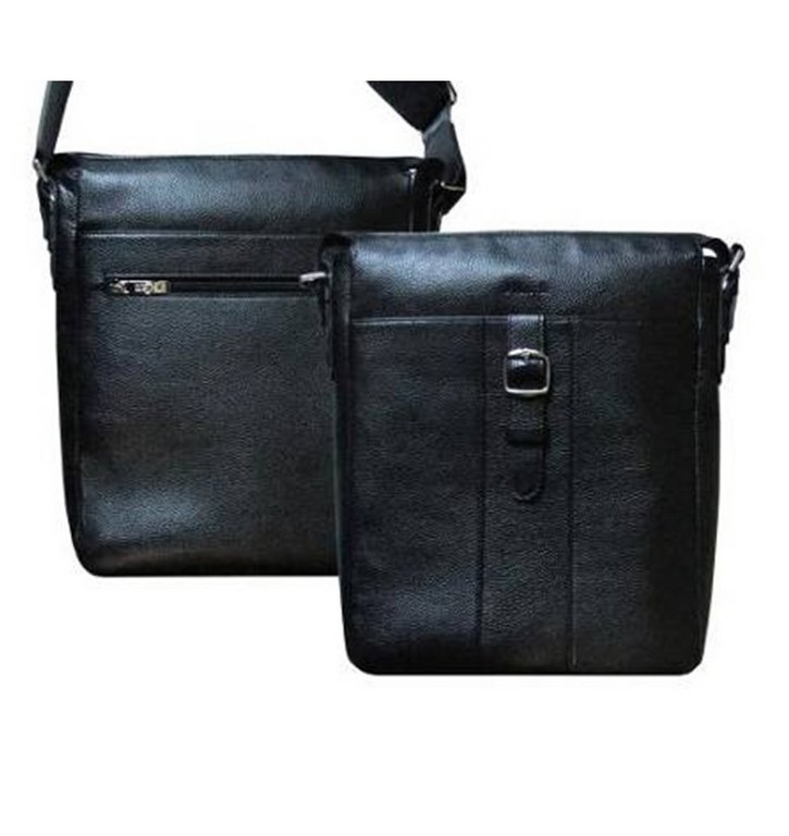 Сумка мужская D.Morelli большая, нат. кожа, с хлястиком "Вудроу" черный