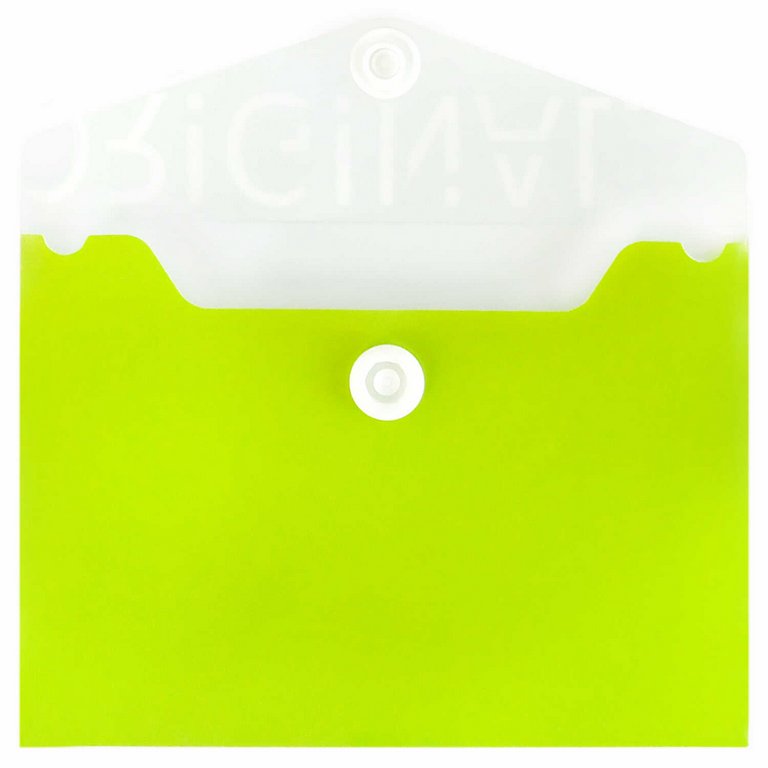 Папка-конверт на кнопке А7 (105x74 мм) пластик 0,18 мм "ОРИГИНАЛ" цв.зеленый