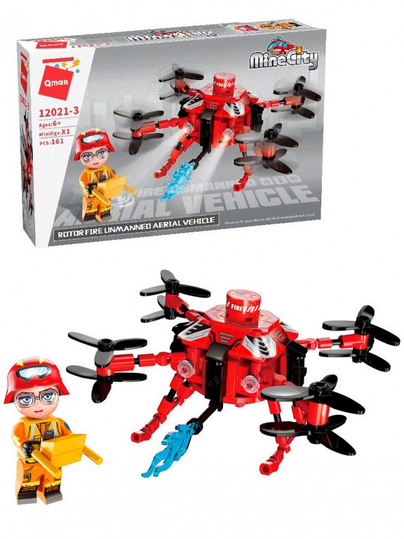 Конструктор пластиковый 161 дет. "Пожарный квадрокоптер" Qman