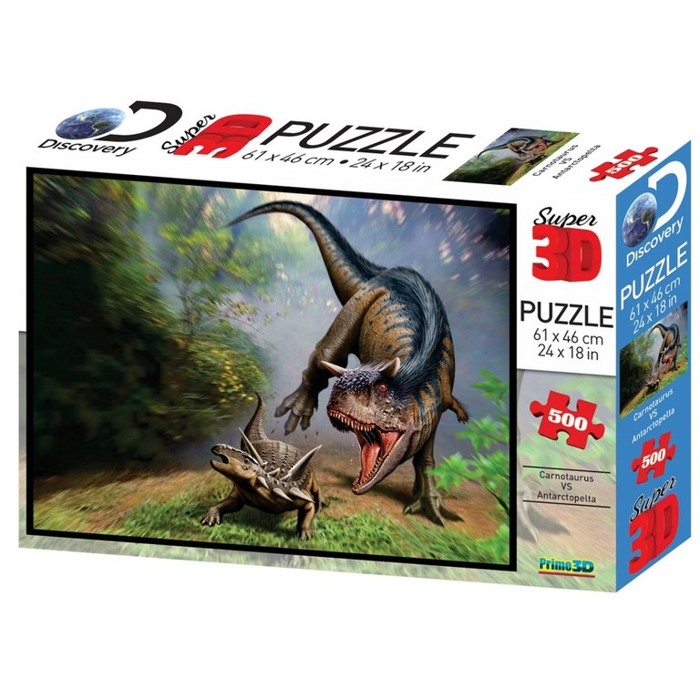 Пазл 3D картинка 500 дет. "Карнотавр против антарктопельты" 61*46см, 6+ Prime 3D
