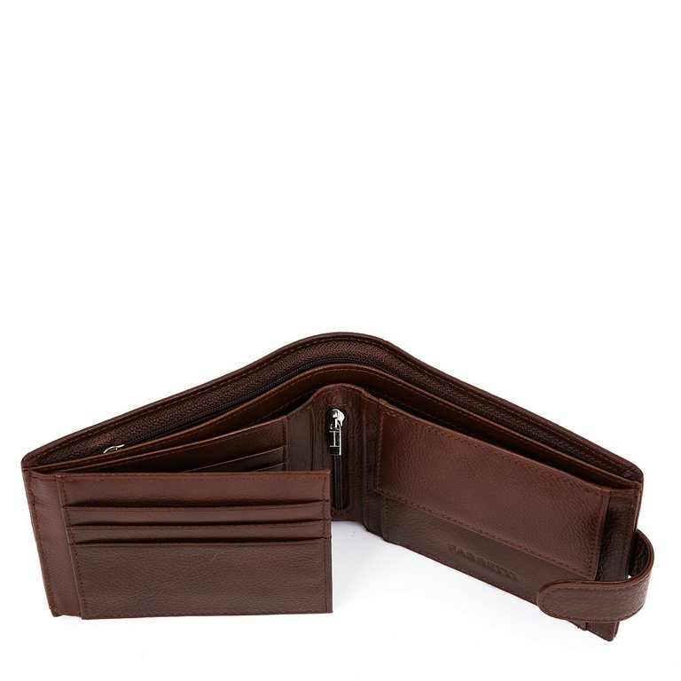 Портмоне FABRETTI мужское, нат.кожа, 14*10*3,5см, коричневый