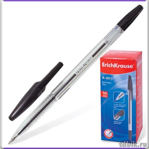 Ручка шариковая ErichKrause R-301 Classic Stick 1,0мм черная (стерж.140мм, линия 0,5мм)