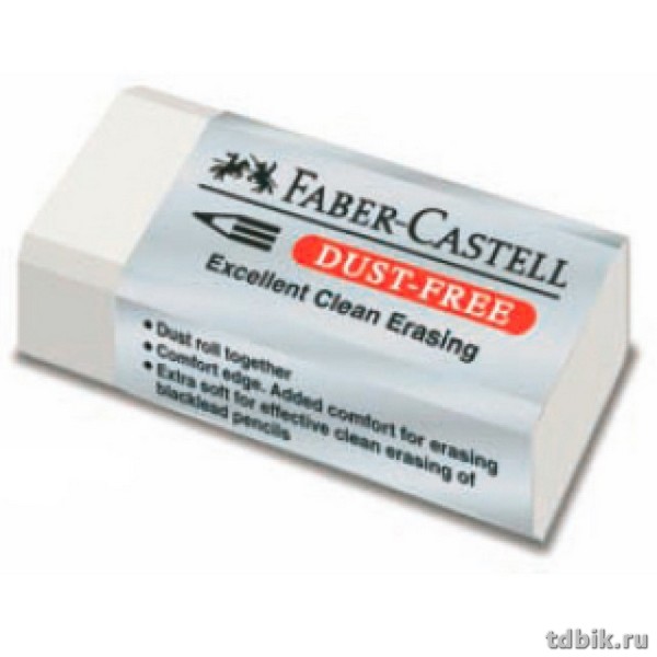 Ластик Faber-Castell DUST FREE 41х18,5х11,5 мм в картонном футляре, белый