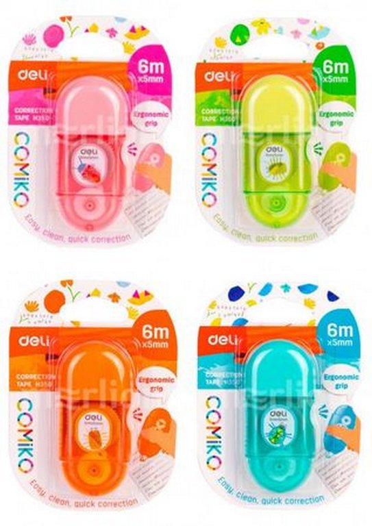 Корректирующая лента в диспен. 5 мм х 6 м Deli ассорти