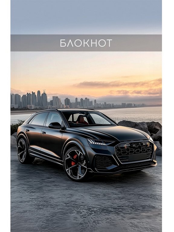 Блокнот А7  48л., 65*101 мм на клею "Черный автомобиль"