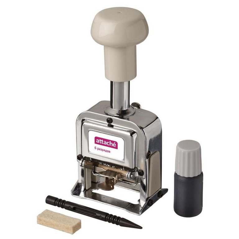 Нумератор автоматич., 6-и разр., 4,8 мм, метал. Attache