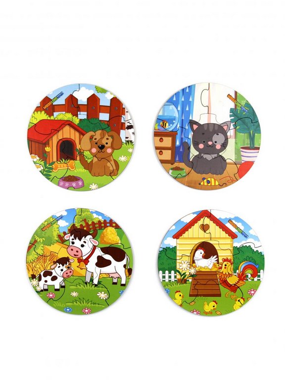 Пазлы деревянные  "Круглые. Домашние животные" WOODLENDTOYS