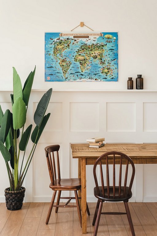 Карта  детская Животный и растительный мир Земли 101*69 см. (интерактивная) GLOBEN